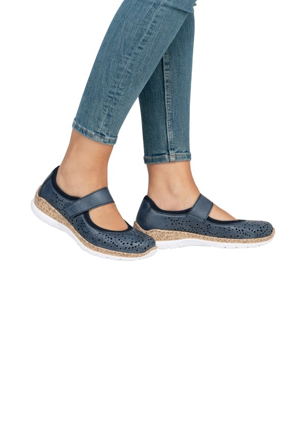 RIEKER SLIPPER N4299 - Riemchenballerina - blau