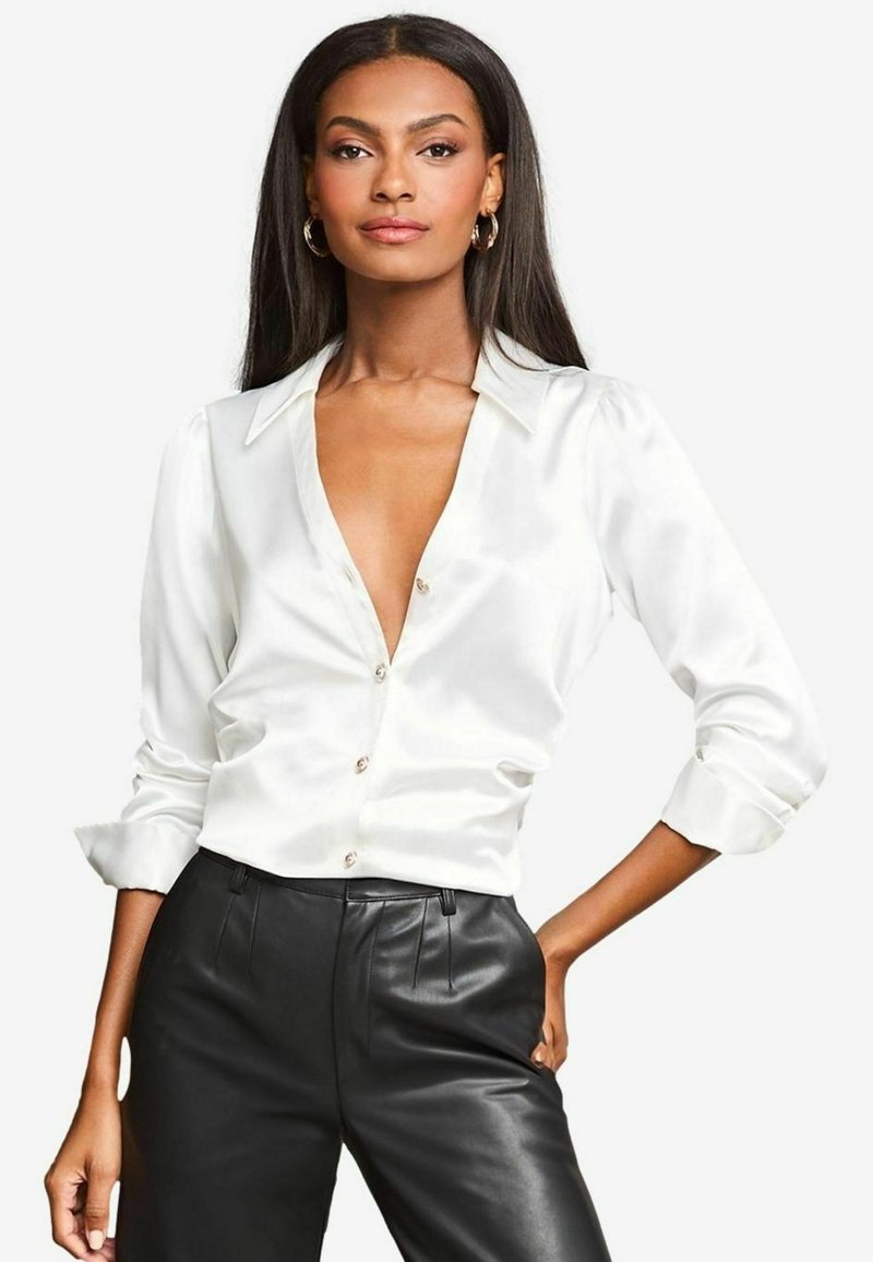 Lipsy RUCHED SIDE THROUGH - REGULAR FIT - Nööpidega pluus - ivory white