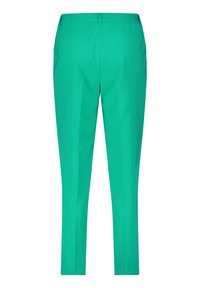Zelené kalhoty na míru s hladkým povrchem, slim fit a dvěma zadními kapsami. Vybaveny plochým předním dílem a poutky na opasek.