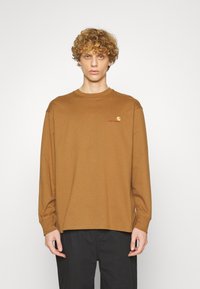 Carhartt WIP AMERICAN SCRIPT - Topper langermet - hamilton brown