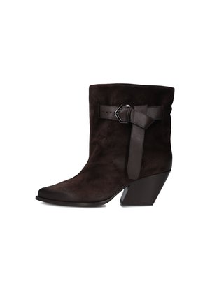 Cowboy/biker ankle boot - velour ebano talco