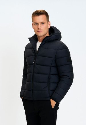 HOODED MIDWEIGHT PUFFER - Chaqueta de invierno - black