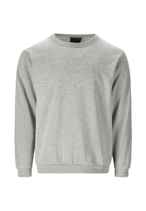 Grijze sweatshirt van zacht materiaal, met een ronde hals, lange mouwen en geribbelde manchetten en zoom. Klassiek ontwerp met een ontspannen pasvorm.