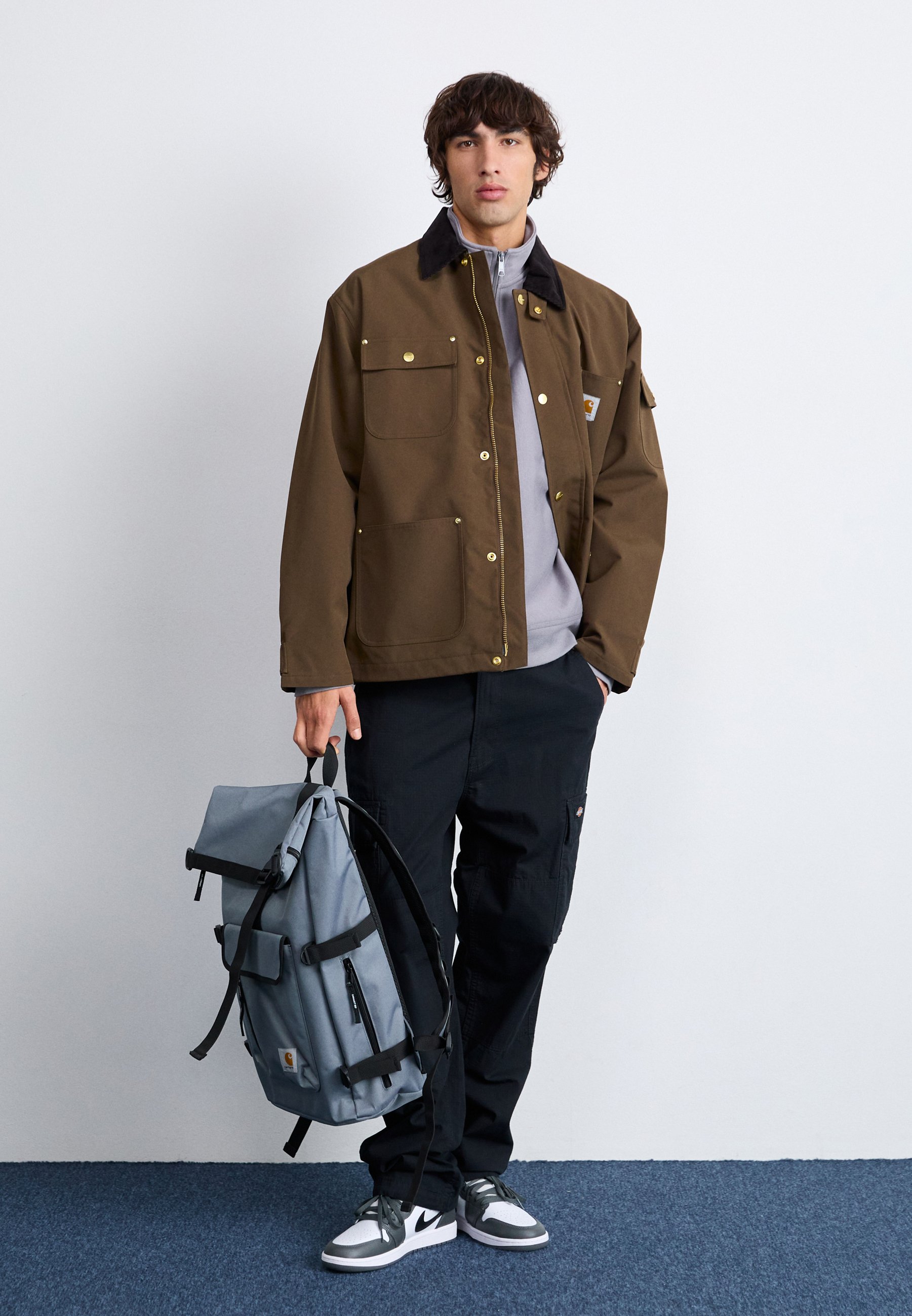 Carhartt WIP HALF ZIP AMERICAN SCRIPT - Sweatshirt - yosemite/grey