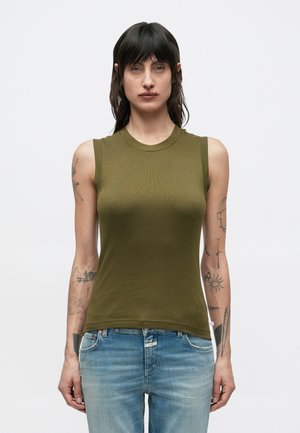 CREW NECK - Felső - deep olive