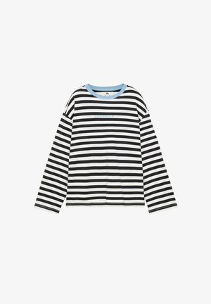 PULL&BEAR, STRIPED OVERSIZE - T-SHIRT - T-shirt à manches longues - blue-black denim