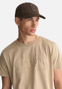 GANT TONAL SHIELD - Marškinėliai su spaudiniu - concrete beige