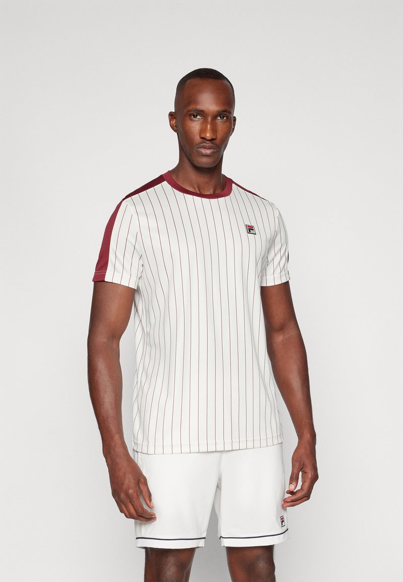 Fila STRIPES JASCHA - Αθλητικό μπλουζάκι - white alyssum/cabernet