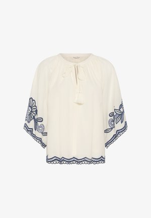 Part Two, BIANCHAPW - Blouse - whisper white w blue emb