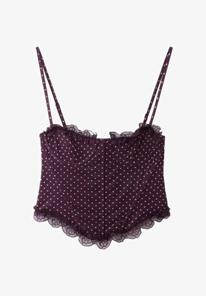 Stradivarius, FITTED FLORAL PRINT CROPPED TOP - Top - purple