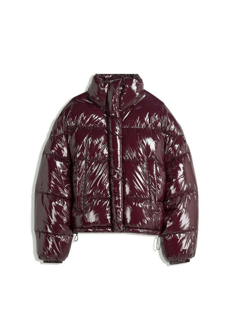 Leather Jacket Men Puffer Giubbotto Argento Bershka Bershka SHINY