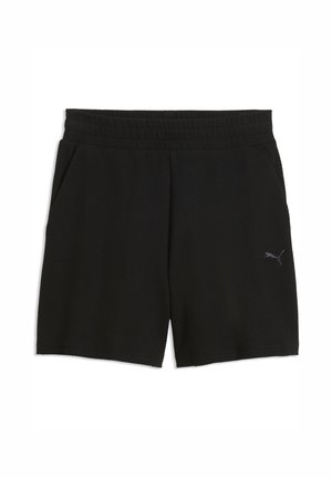Schwarze lässige Shorts mit elastischem Bund, seitlichen Taschen und einem kleinen Puma-Logo am linken Bein.