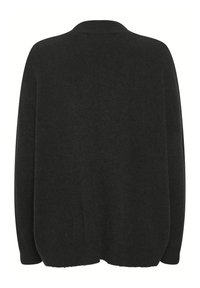 Dark gray knit sweater with a relaxed fit, long sleeves, and a wide collar. Soft texture, simple design, and no visible embellishments.