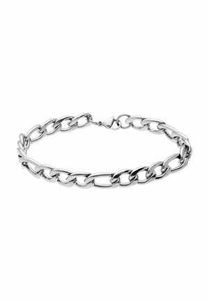 Collier chaîne en argent avec de grands maillons ovales et un fermoir mousqueton, présenté sur fond blanc.