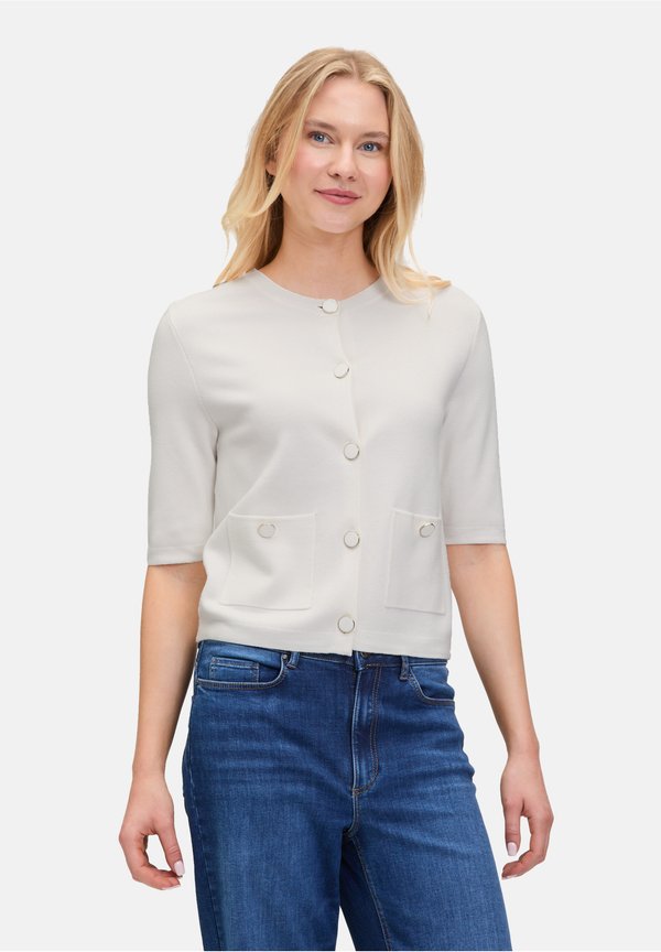 MIT KNOPFLEISTE - Strickjacke - rohweiß