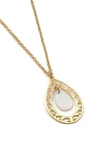 Silver & Gems MOTHER OF PERL TEAR DROP NECKLACE - Naszyjnik
