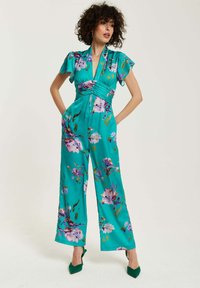 Liquorish FLORAL WITH SHORT SLEEVES - Jumpsuit - green