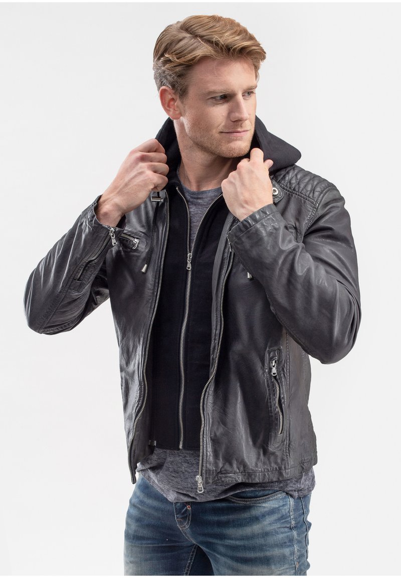 18N62 - NECOOLALEE - Leather jacket - anthrazit, Enlarge