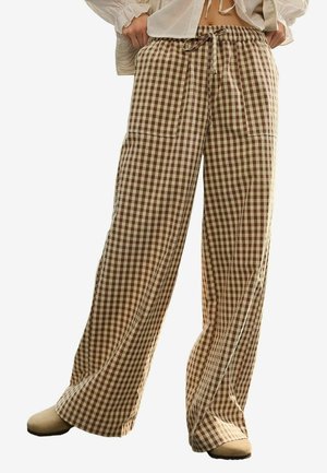 Next RICH WIDE LEG PULL - Nohavice - chocolate ecru gingham