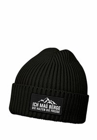 MoonWorks PATCH MIT SPRUCH ICH MAG BERGE- DIE HALTEN DIE FRESSE AUFDRUCK LUSTIG - Beanie - schwarz