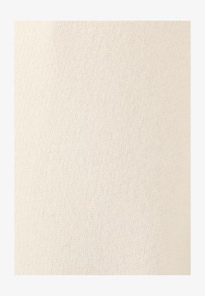 Tessuto di un beige chiaro con una trama strutturata e un motivo intrecciato sottile, caratterizzato da una finitura morbida e liscia. Nessun abbellimento o hardware visibile.