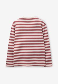 Langarmshirt mit horizontalen roten und weißen Streifen, aus Baumwollstoff, Rundhalsausschnitt und lockerer Passform.