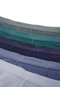 Cypress boxers i fem färger: grå, teal, marinblå, lila och ljusblå. Varje modell har en mjuk midja med "SPRINGFIELD"-logotyp.
