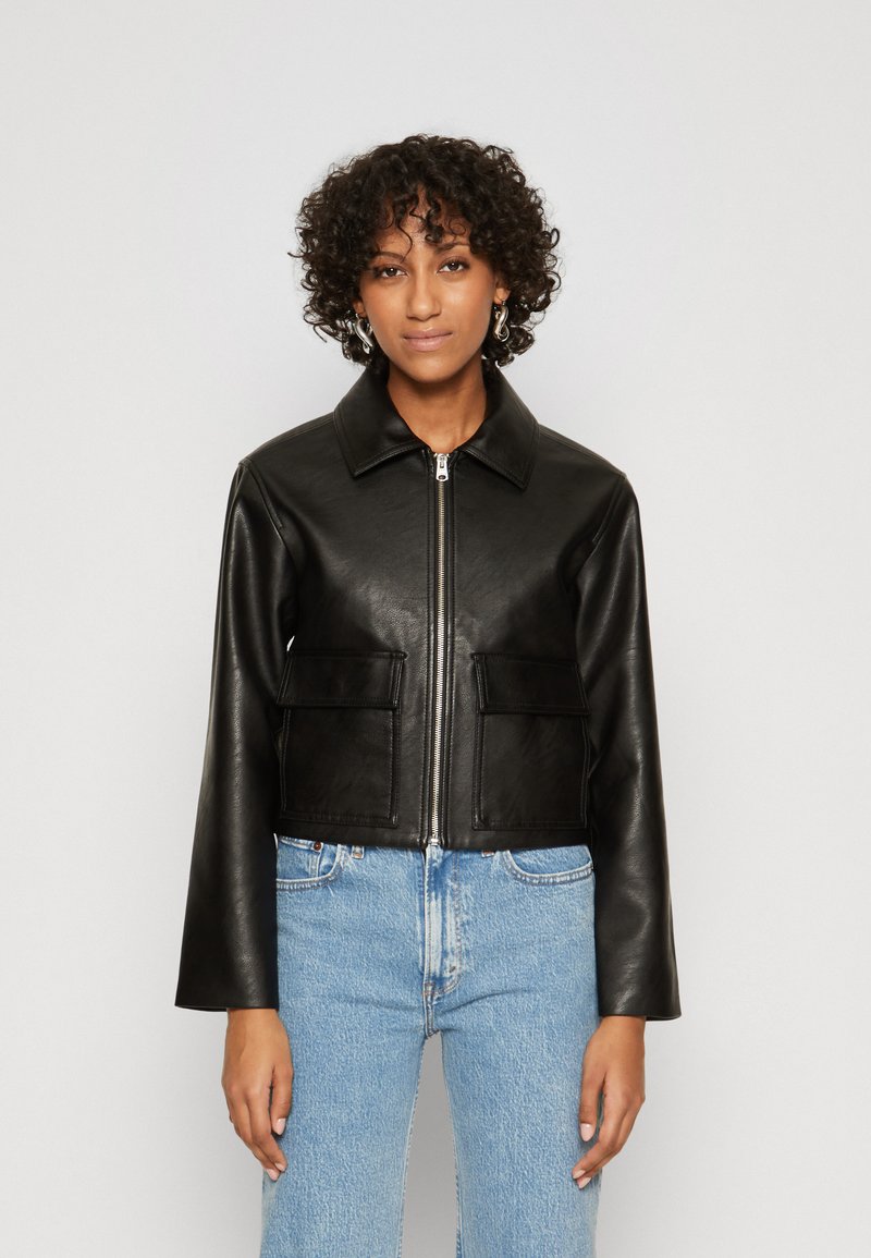 Abercrombie & Fitch JACKET - Jakna od umjetne kože - black beauty