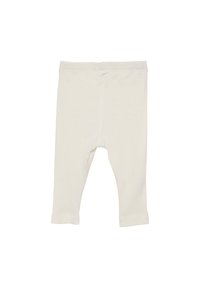 Ljusivory ribbade leggings tillverkade av mjukt, stretchigt tyg. Har ankellånga ben och en elastisk midja för komfort.
