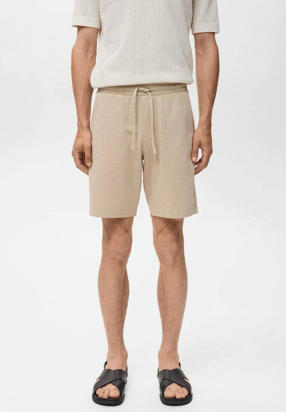 Short Bermuda Mango En Coton Léger Beige Kaki - Taille 40 - Très Bon état - Femme