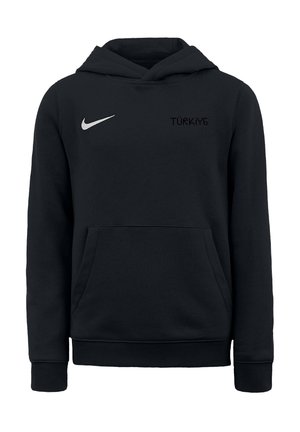 Sudadera con capucha negra de Nike con bolsillo frontal, capucha y la palabra "TÜRKİYE" impresa en negro en el pecho.