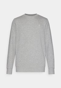 Grauer Sweatshirt mit Rundhalsausschnitt, langen Ärmeln und einem dezenten Logo auf der Brust. Hergestellt aus weichem Baumwollmischgewebe mit gerippten Bündchen.