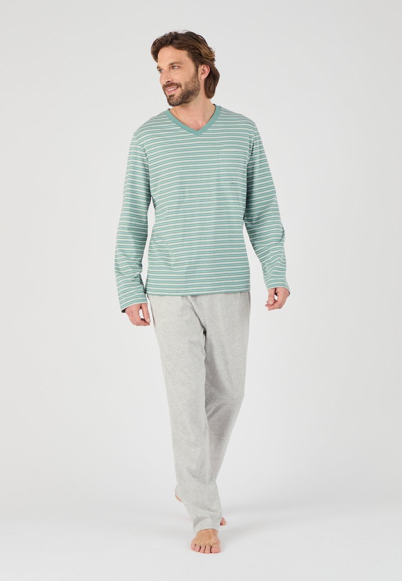 Damart SET - Pyjama - vert rayé