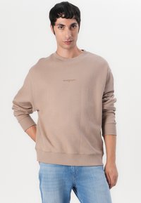 Tommy Jeans SCRIPT CREW - Sweater - coastal taupe