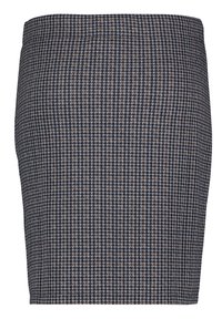 Rutigt blyertskjol i marinblått, grått och brunt. Slät tyg med en figurnära passform och hög midja.