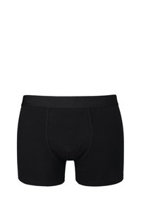 Czarne bawełniane bokserki o dopasowanym kroju, z miękkim elastycznym pasem wytłaczanym z napisem "PROCINIK" i bez widocznych wzorów.