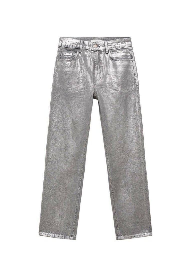 Mango Straight leg jeans zilverkleurig