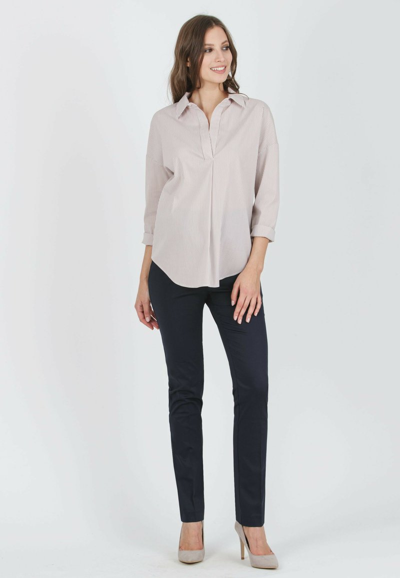 Chemise Maternité Motherhood Maternity Manches Courtes Rayée Blanc - Taille S, Coton Stretch
