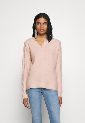 VMCREWLEFILE LS V-NECK - Neule - sepia rose melange