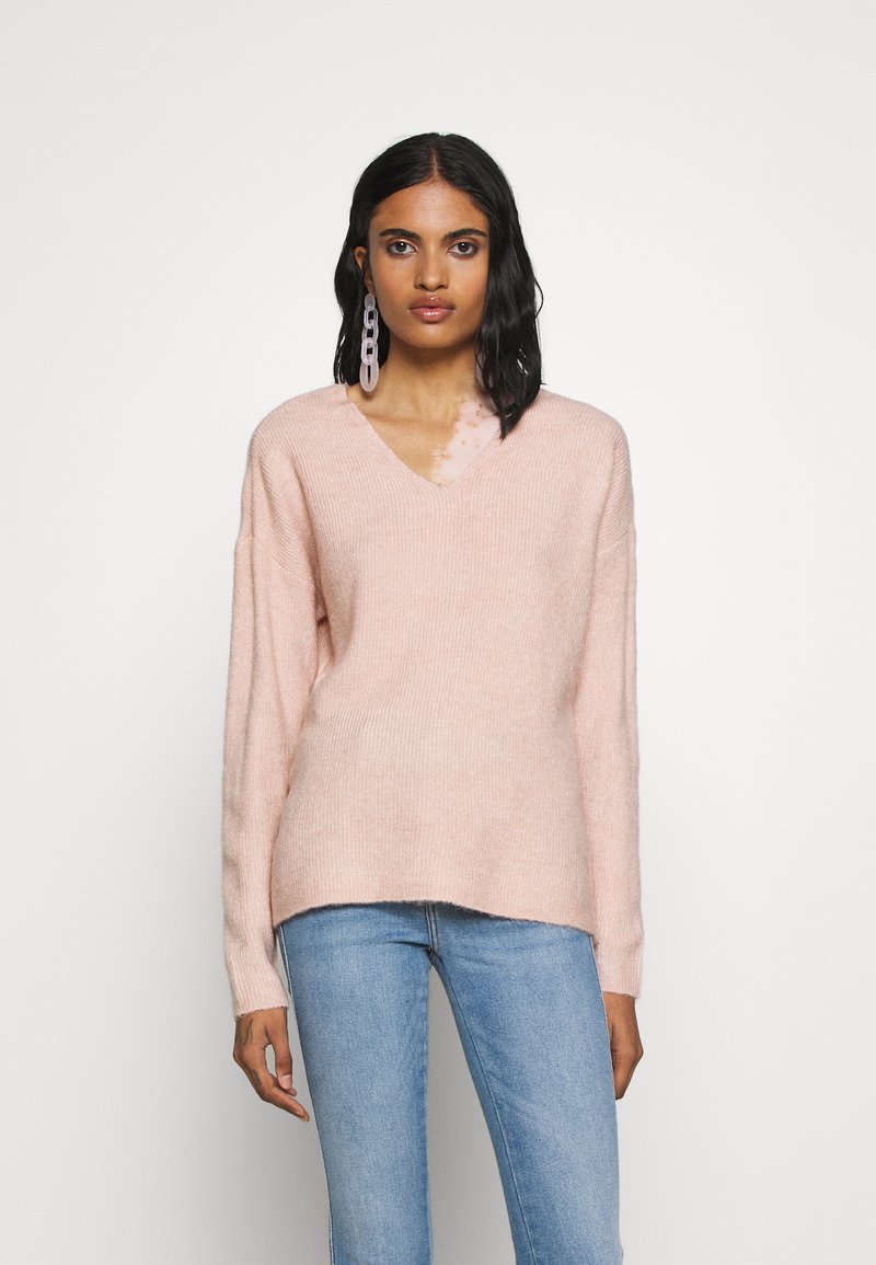Vero Moda VMCREWLEFILE V-NECK NOOS - Maglione - sepia rose melange