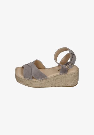Espadrij l´originale, ESPADRIJ L'ORIGINALE DAMEN SANDALETTE CROIX VELOUR HIGH STONE - Espadrilles - stone
