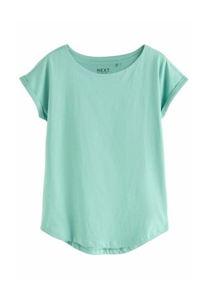 T-shirt vert menthe clair à col rond, manches courtes et ourlet arrondi. Fabriqué en coton doux et respirant.