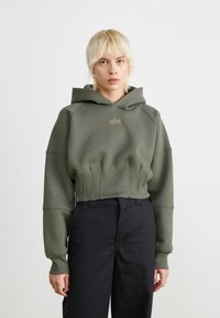 Alpha Industries WAISTED HOODY - Mikina - dark olive