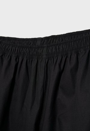 Čierna látka s nariaseným elastickým pásom, viditeľné švy, bez iných predmetov alebo osôb.