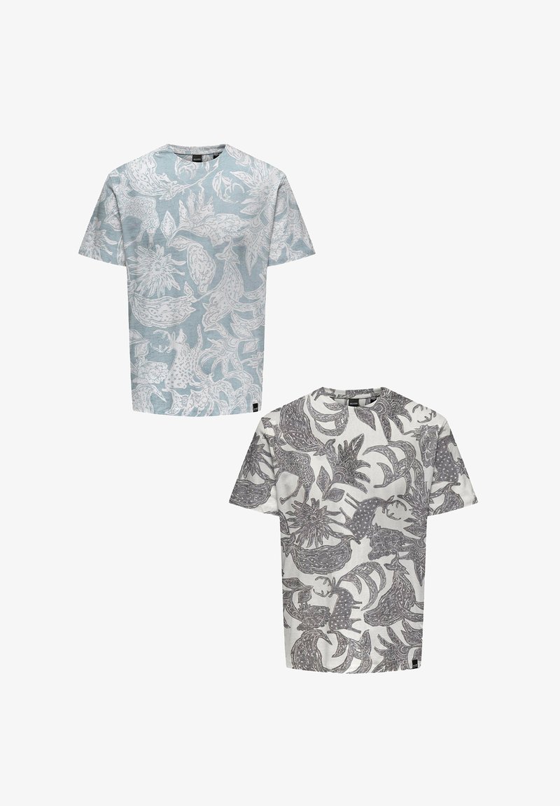 Only & Sons 2ER-PACK RUNDHALS KURZARM - T-Shirt print - weiß grün