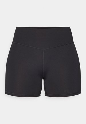 Schwarze Sportshorts mit hohem Taillenbund, aus elastischem Material. Ausgestattet mit flachen Nähten und einer glatten Textur für Komfort.