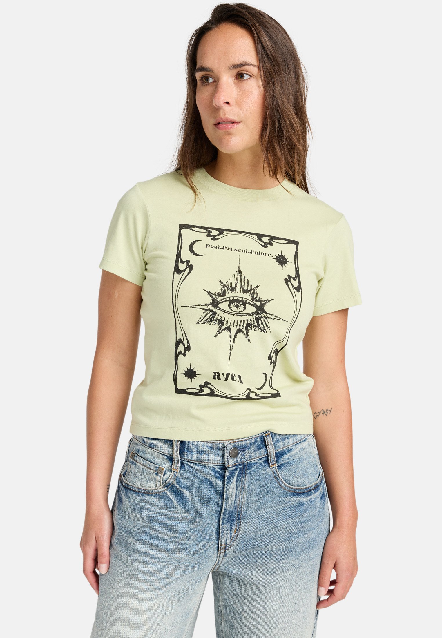 売れ筋商品|||ルーカ Tシャツ レディース トップス DIVINER - KURZRMLIGES MIT SCREEN FR - Print T-shirt - beige RVCA DIVINER - KURZÄRMLIGES MIT SCREEN FÜR - T-shirt print