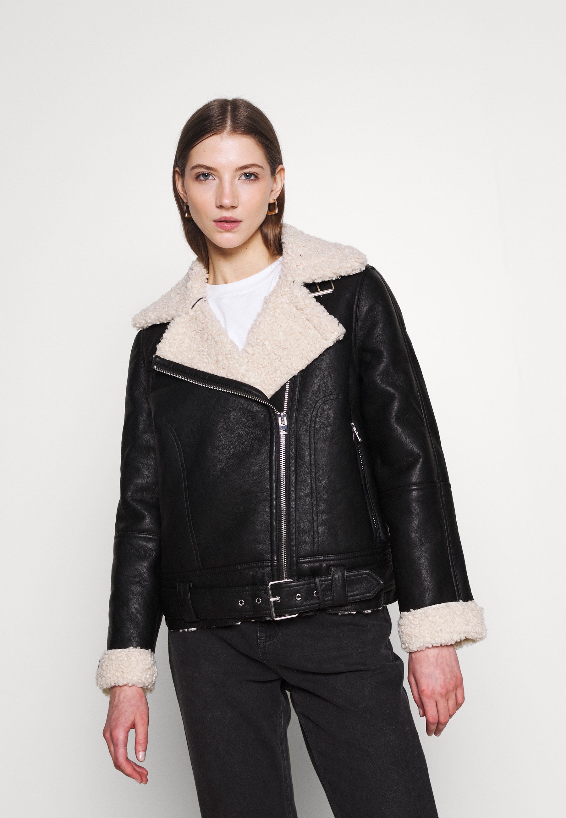 borg biker jacket topshop