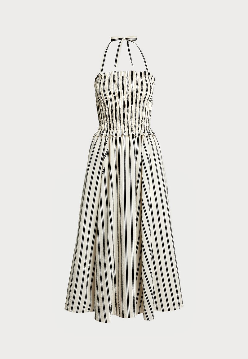 white knit halter dress White Reverse Halter Knit Flared Dress main image 1