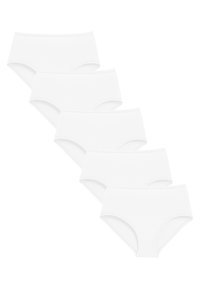 Weiße Baumwollslips im Fünferpack. Merkmale ein hochgeschnittenes Design mit glatten Kanten und einem elastischen Bund für zusätzlichen Komfort.